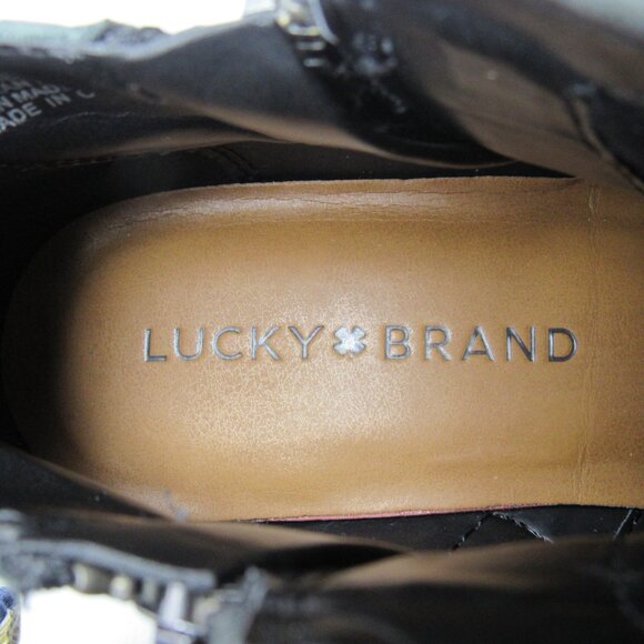 Lucky Brand Black Leather BASEL Heeled Ankle Boot Bootie Women's 7 - Picture 8 of 9